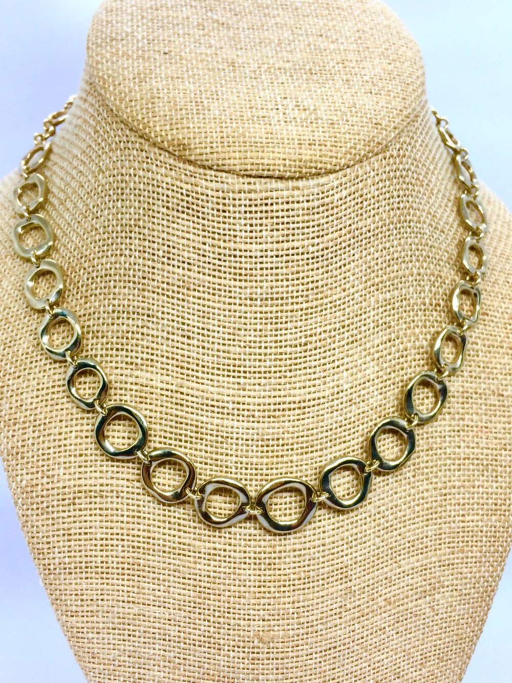 LIZ & CO GOLD Tone Oval Link Necklace Minimalist Chain Adjustable